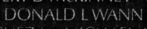 Donald Wann's name inscribed in the wall